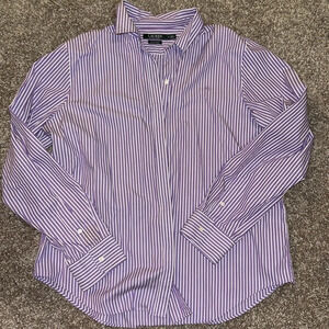 Lauren by Ralph Lauren purple striped button down shirt